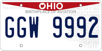 OH license plate GGW9992