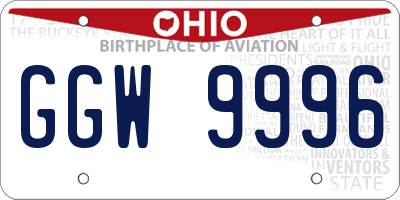 OH license plate GGW9996