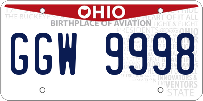 OH license plate GGW9998