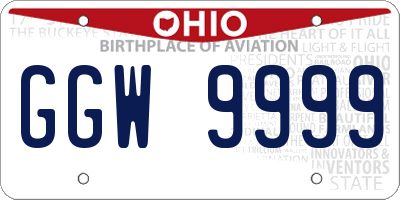 OH license plate GGW9999