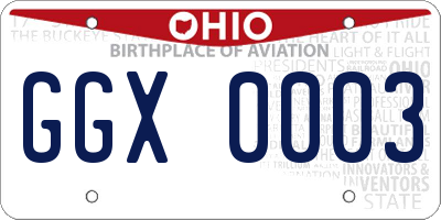 OH license plate GGX0003