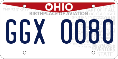 OH license plate GGX0080