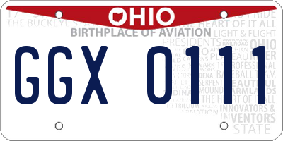 OH license plate GGX0111