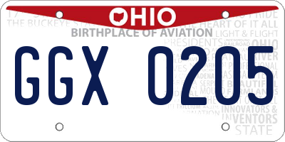 OH license plate GGX0205