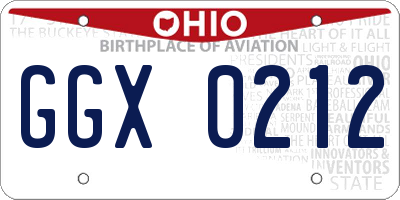 OH license plate GGX0212