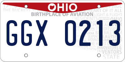 OH license plate GGX0213
