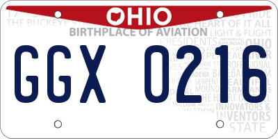 OH license plate GGX0216