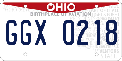 OH license plate GGX0218