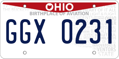 OH license plate GGX0231