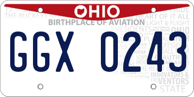 OH license plate GGX0243