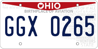OH license plate GGX0265
