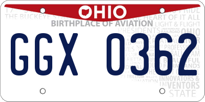 OH license plate GGX0362