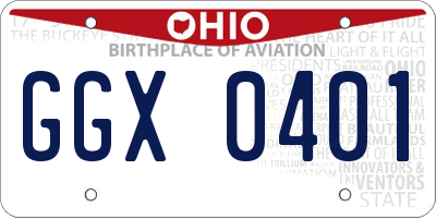 OH license plate GGX0401