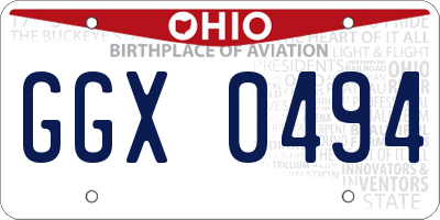 OH license plate GGX0494