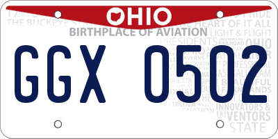OH license plate GGX0502