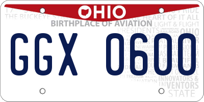 OH license plate GGX0600