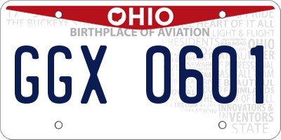 OH license plate GGX0601