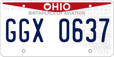 OH license plate GGX0637
