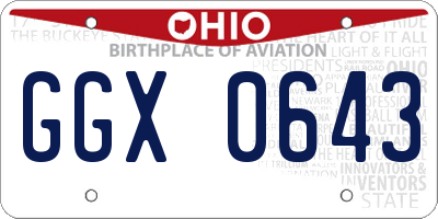 OH license plate GGX0643