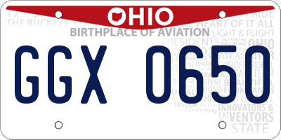 OH license plate GGX0650