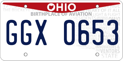 OH license plate GGX0653