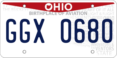 OH license plate GGX0680