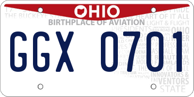 OH license plate GGX0701