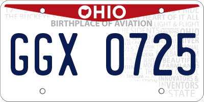 OH license plate GGX0725