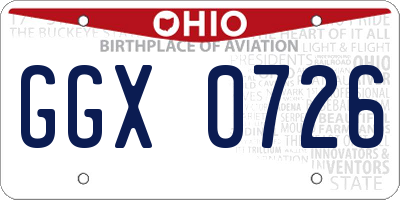 OH license plate GGX0726