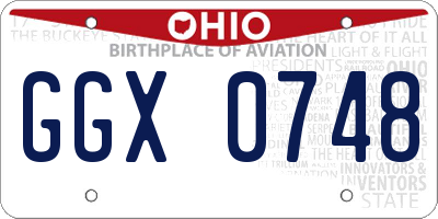 OH license plate GGX0748