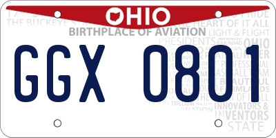 OH license plate GGX0801