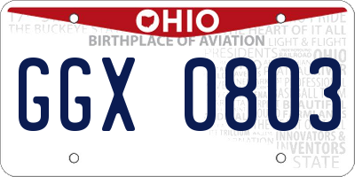 OH license plate GGX0803