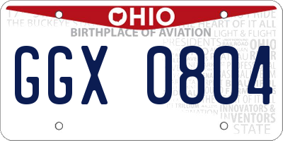 OH license plate GGX0804