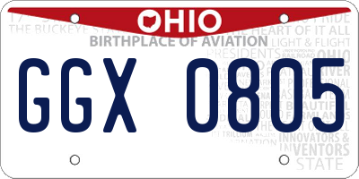 OH license plate GGX0805