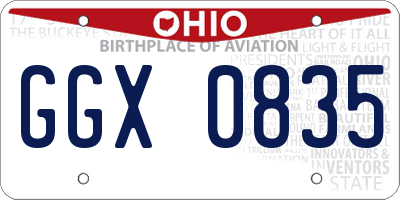 OH license plate GGX0835