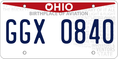 OH license plate GGX0840