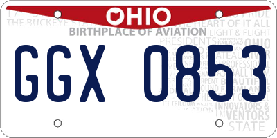 OH license plate GGX0853