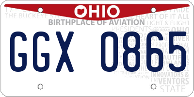 OH license plate GGX0865