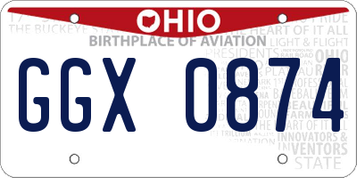 OH license plate GGX0874