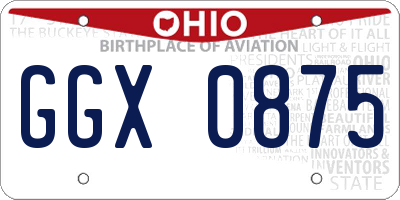 OH license plate GGX0875