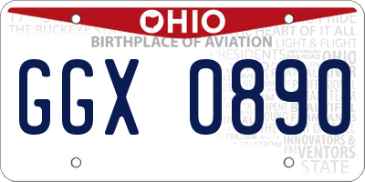 OH license plate GGX0890