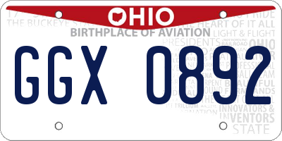 OH license plate GGX0892