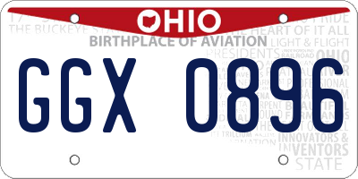 OH license plate GGX0896