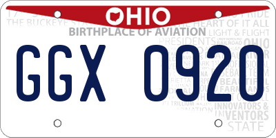 OH license plate GGX0920