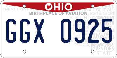 OH license plate GGX0925