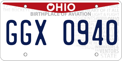 OH license plate GGX0940