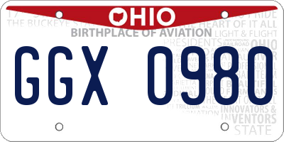OH license plate GGX0980