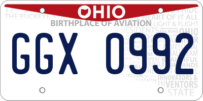 OH license plate GGX0992