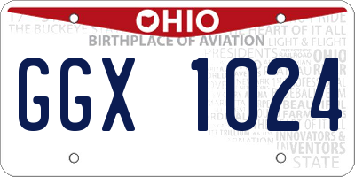 OH license plate GGX1024