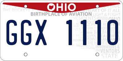 OH license plate GGX1110